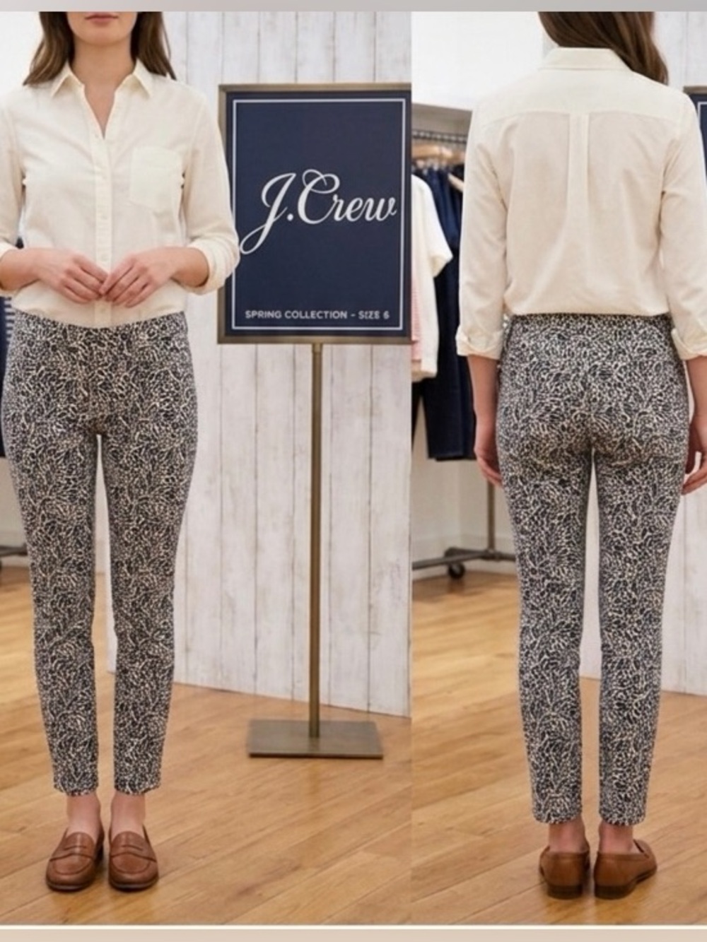 J.Crew Midrise Toothpick Fern Print Skinny Jean 28